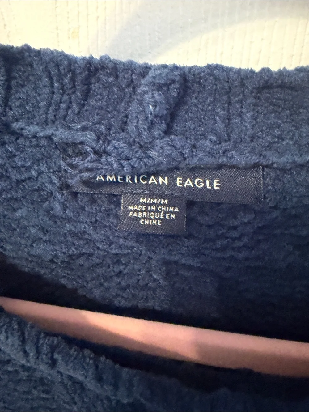 American Eagle Outfitters Blue Cable Knit Crewneck Sweater